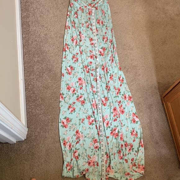 iris Mint Green Pink Floral Rose Strapless Maxi/Sundress Women’s SMALL - Picture 8 of 14